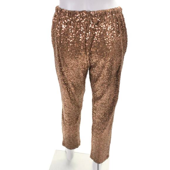 Splendid Collection Copper Bronze Metallic Brown Sequin Tapered Pant S - Picture 6 of 9